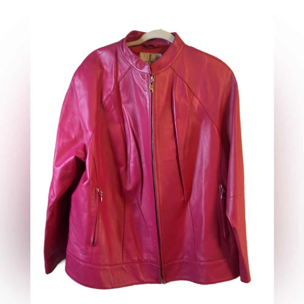 Women's Pink Leather Jacket Size 22